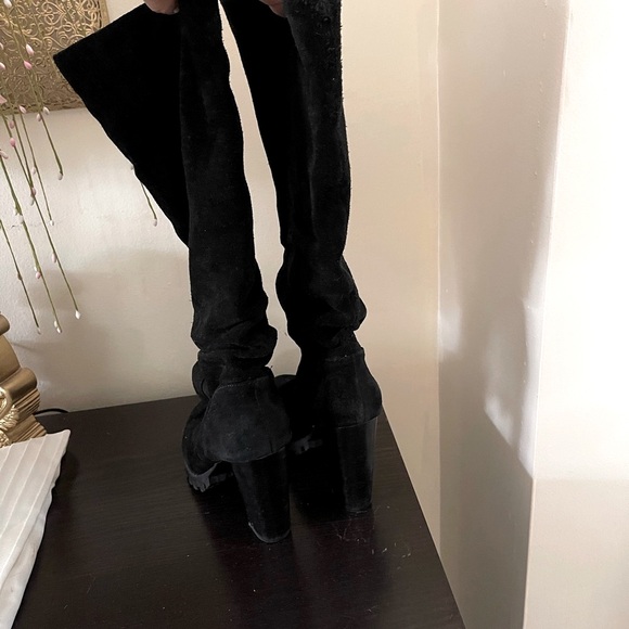 Aldo Knee length black velvet hooker Boots - Picture 11 of 16